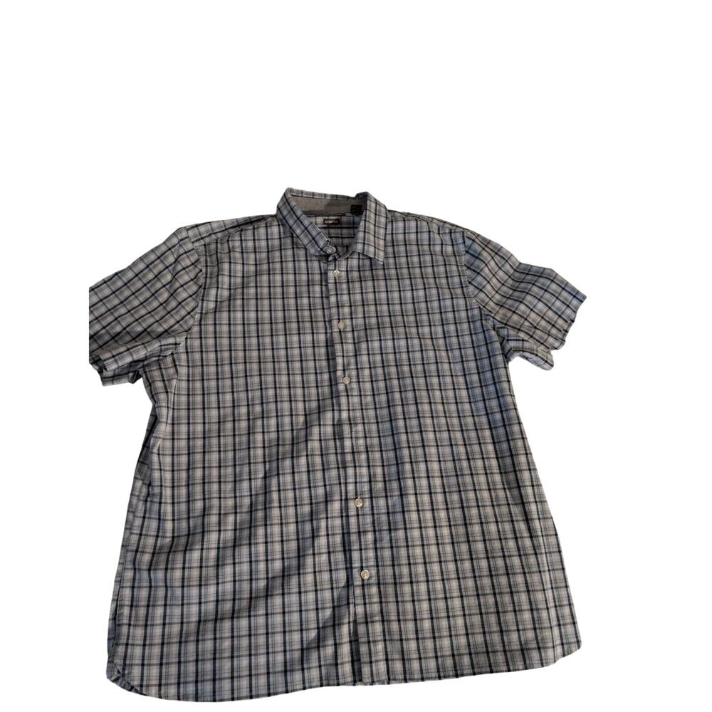 Men's Savane Button-Down Short Sleeve Shirt(Checkered, Lightweight).